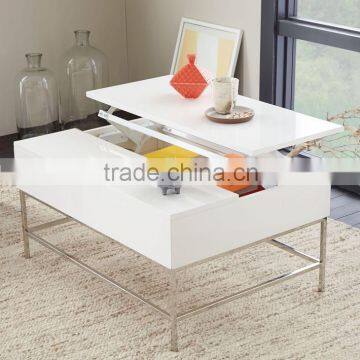 steel leg white glossy Lacquer Storage Coffee Table CT-479