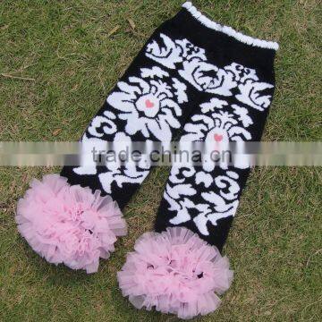 KP-LWR021 Black damas pink ruffle baby toddler leg warmer 2015