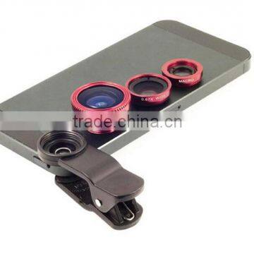 Universal 3 in1 fisheye wide-angle lens for iphone 5 6 fish eye lens for samsung phone