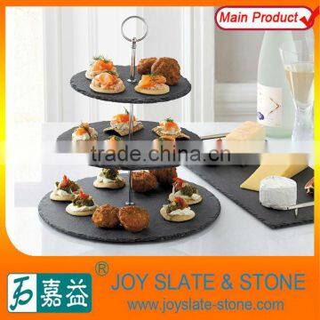 Natural Black Slate Cake Stand 3 Tier