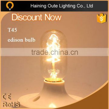 vintage light bulb t45 bulb edison light bulb with ce rohs/ clear/amber glass