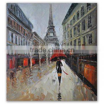 ROYI ART Oil Painting Paris Street Scenes for bedroom decoration