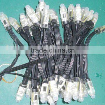 12mm Diffused Digital RGB LED Pixels;black cable,25pcs a string,DC5V input;with 4pin JST connector