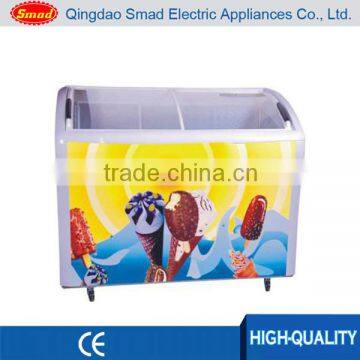 sliding curved top glass door chest freezer