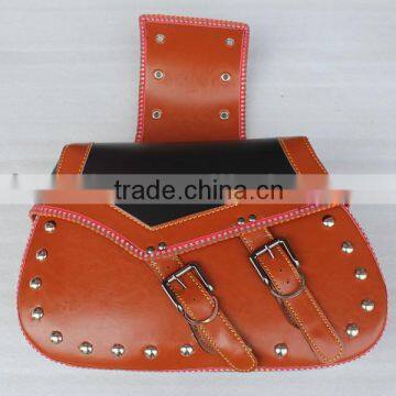 Leather motor luggage hanging saddle bags studded bag