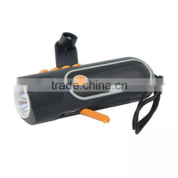 Glow black color crank dynamo flashlight radio hand winding flashlight radio