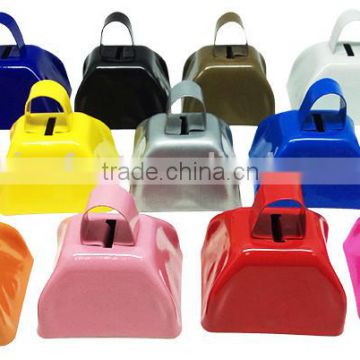 3''metal cow bell in many colors with logo printed as promotional gifts