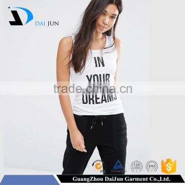 Daijun OEM 2016 black cotton summer women racerback tank tops