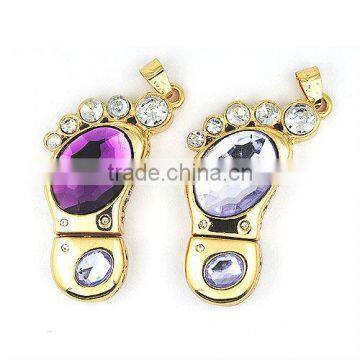 Fashionable jewelry usb flash drive, OEM foot shaped usb jewelry with factory price