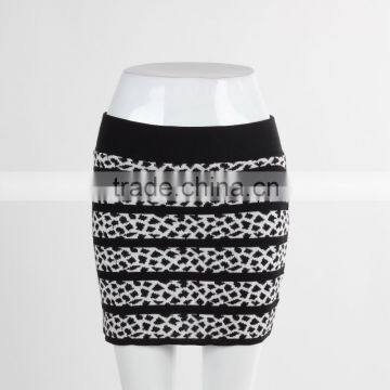 F5S43013 New Arrival Contrast Waistband Knit Skirt Women Stripe Mini Skirt