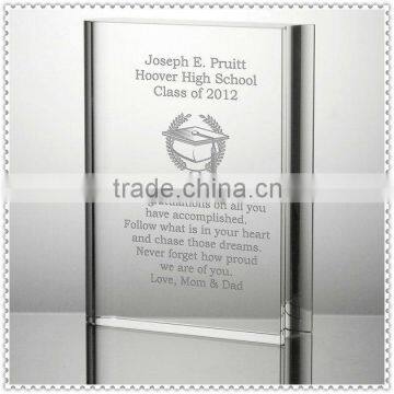 Personaized Clear Crystal Book Paperweight For School Souvenir