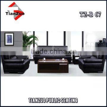 Modern black leather reception sofa