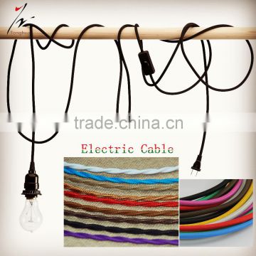 China Cloth covered wire 2*0.75 3*0.75 round/twisted pair cable vintage fabric wire style edison bulb