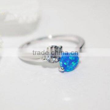 falak gems Blue Fire Opal Crystal Ring - Crystal Blue Opal Silver Plated Ring, Blue Rainbow Opal Ring, Fire Opal Ring