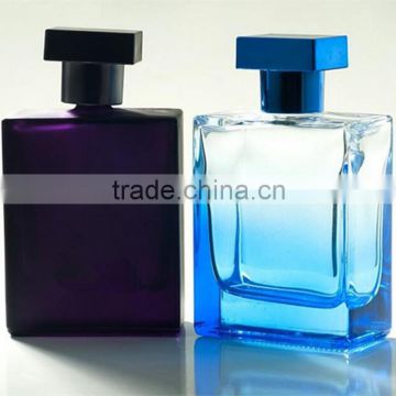 Wholesale square glass perfume bottle with cap and pump for cosmetic packaging