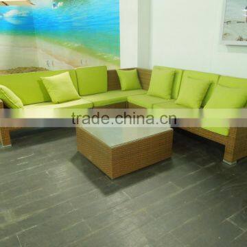 Italian simple design yellow flat rattan sofa set