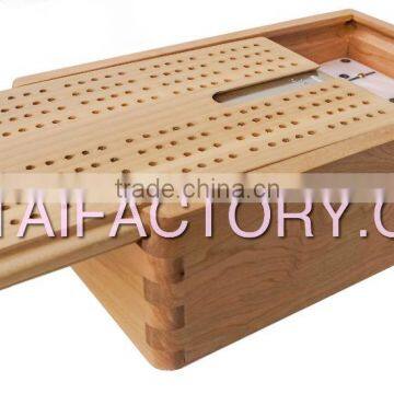 High Quality Dominoes and Cribbage Set in Natural Wood Box photo-3