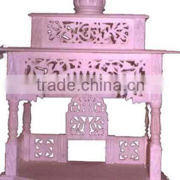 Pink Sandstone Antique Carved Temple