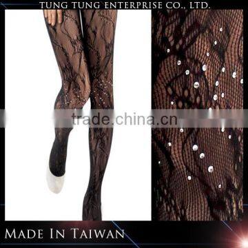 Hot fix rhinestones morning glory pattern sex tube pantyhose