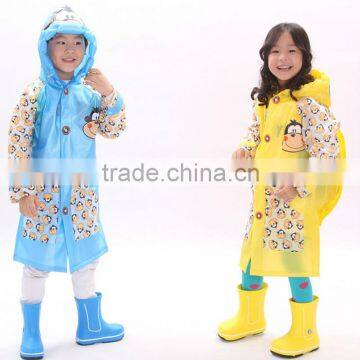 lovely cartoon printed kids rain coat/kids PVC rain coat