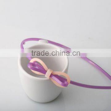 Handmade Bow Tie Hair Ornament for Girls Cheap Plastic Custom Headband Thin Hair Band With Teeth photo-3