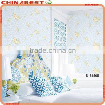 Blue Back Yellow Flower Floral Modern Pvc Wallpaper Wallcovering S181505