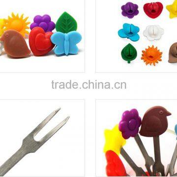 2015 creative New Design small silicone dessert fork fruit fork set