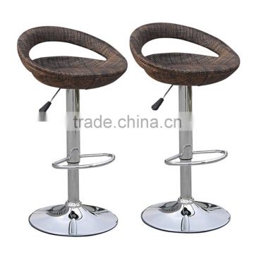 Modern Adjustable Rattan Wicker Pub Swivel Bar Stool