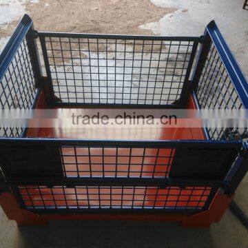 Foldable steel pallet basket container/grocery shelves containers/wire mesh container