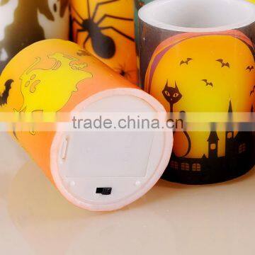 Halloween Flameless Led Wax Candle Led Flicking Candle With Halloween Printing Led Candle With Timer Battery Operated Led Candle photo-3