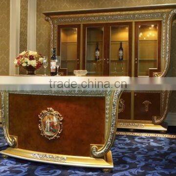 French Rococo Style Wood Carved Round Glass Door Corner Display Cabinet/ Palace Classic Living Room Wine Cabinet, Vitrine photo-6