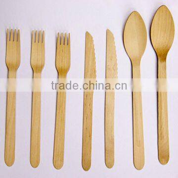 Cheap Food- Grade Biodegradable Birch Wood Cutlery Disposable Wood Spoon Knife and Fork photo-5