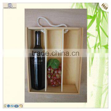 Topgrade Unfinished Color Three Compartments Wood Wine Case photo-6