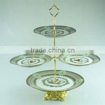 Boble Colorful Decal Ceramic Wedding Cake Stand With Iron Handle in Stock photo-2