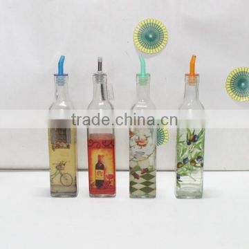 500ml square glass bottle with decal