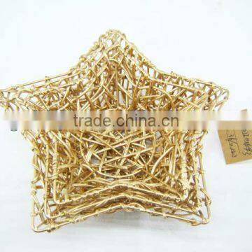 Set of Three Gold Awn star shape gift storage basket