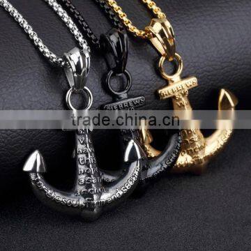 2017 Fashion Jewelry Mens Gold Anchor Necklace Men Stainless Steel Hook Pendant photo-4