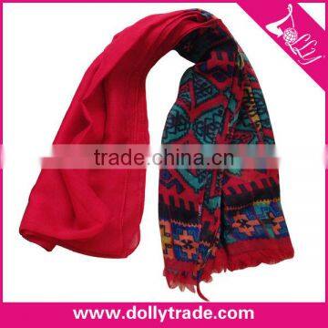 Spring and Autumn Geometry Polyester Printed Chiffon Scarf