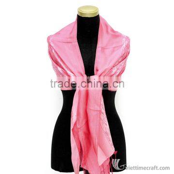 Brocade Silk Scarf, Multi-color, 100% Handicraft in Vietnam photo-4