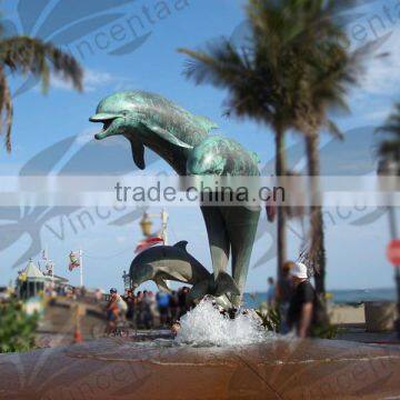 High Quality Cheap Bronze Virginia Beach Dolphin Fountain