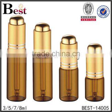 Best Selling 3ml 5ml 7ml 8ml Cosmetic Essential Oil Bottle Perfume Glass Amber Golden Aluminum Pump Glass Perfume Bottle China photo-6