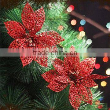 Cheap 6" Glitter Hollow Wedding Party Decor Christmas Flowers Xmas Tree Decorations photo-3