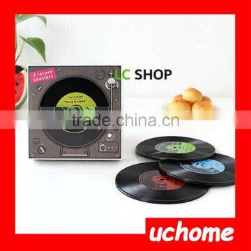 UCHOME Factory Sell Novelty CD Black Disc Silicone Vinyl Record Coaster photo-2