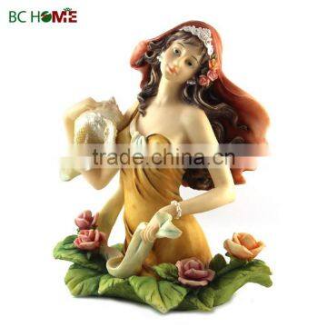 2015 New design Garden Decorations weman with spiral shell