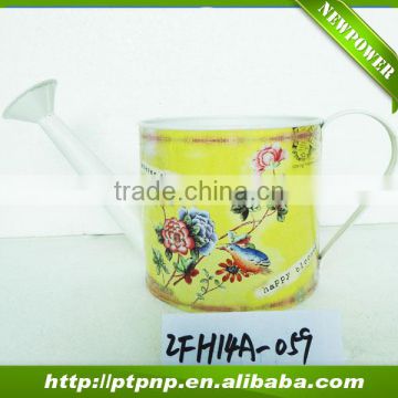 Flower and bird Design Handmade Metal watering Pot