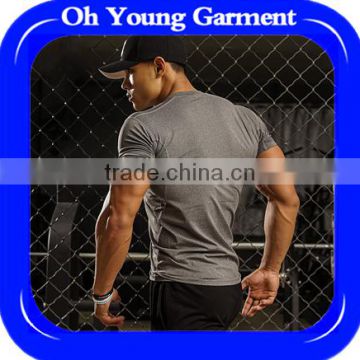 New fitness mens t shirts elastic quick dry gmy wear breathable plain tracksuit t-shirt alli baba com clothing