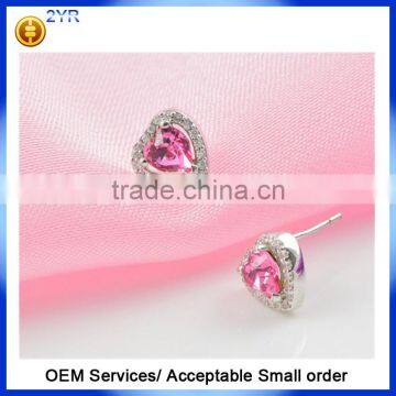 925 Sterling Silver Heart Sharp Fashion Earring cz Diamond Engagement Wedding Earrings photo-2