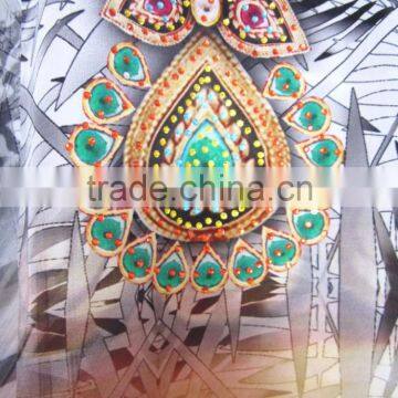 DIGITAL Print Satin Silk Kaftan CAFTAN Tunic Poncho Blouse Top photo-3