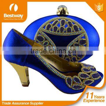 Royal Blue High Heel Italian Design Shoes Matching Bags MG1019-4