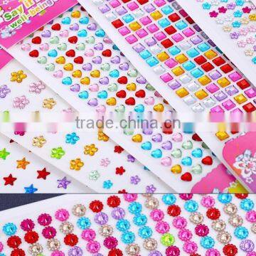 Colorful Love Heart Shape Self-adhesive Acrylic Rhinestone Sticker,Crystal Rhinestone Sticker photo-3
